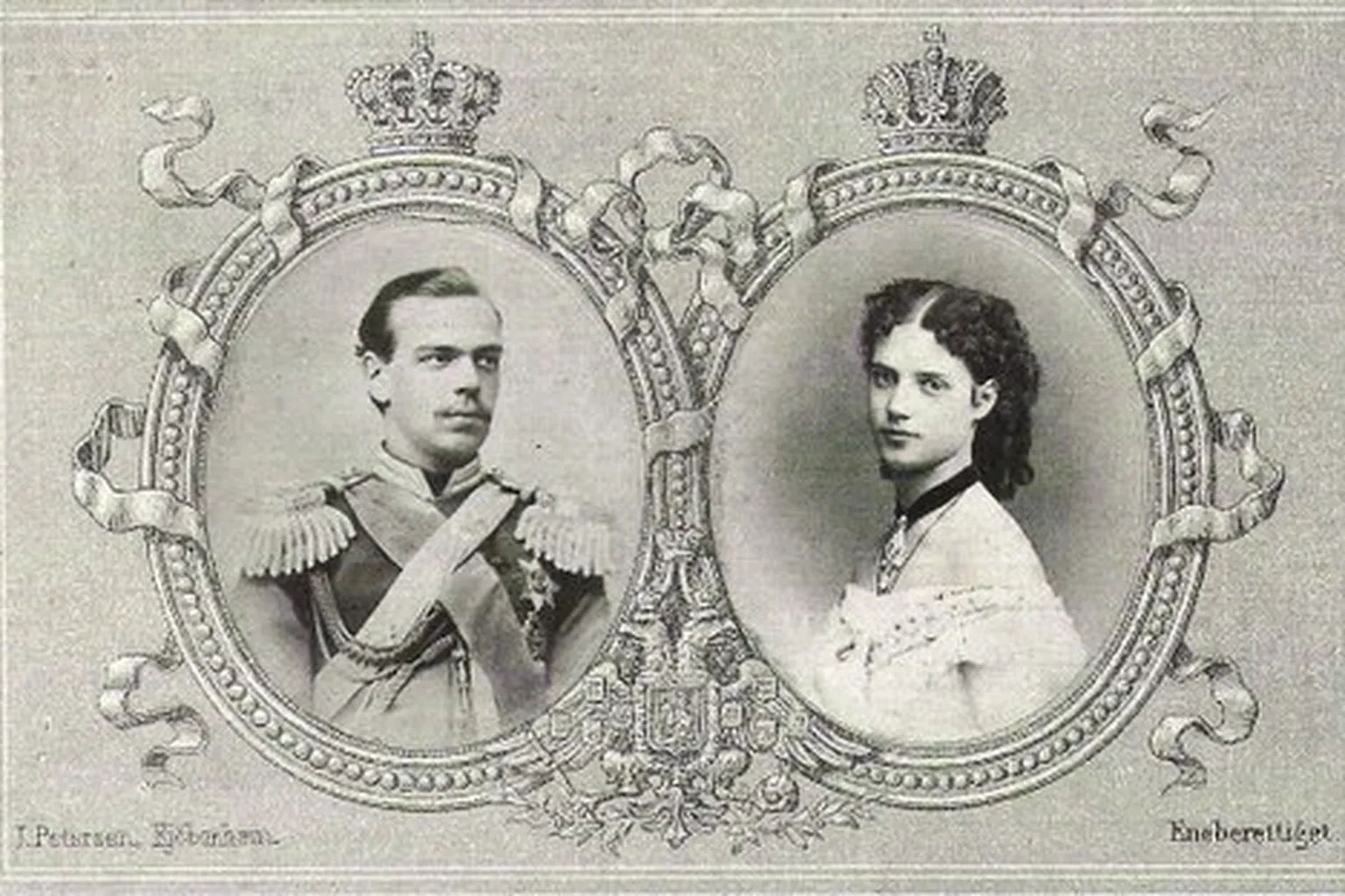 Carte postale de fiançailles de Dagmar et d'Alexandre en 1866